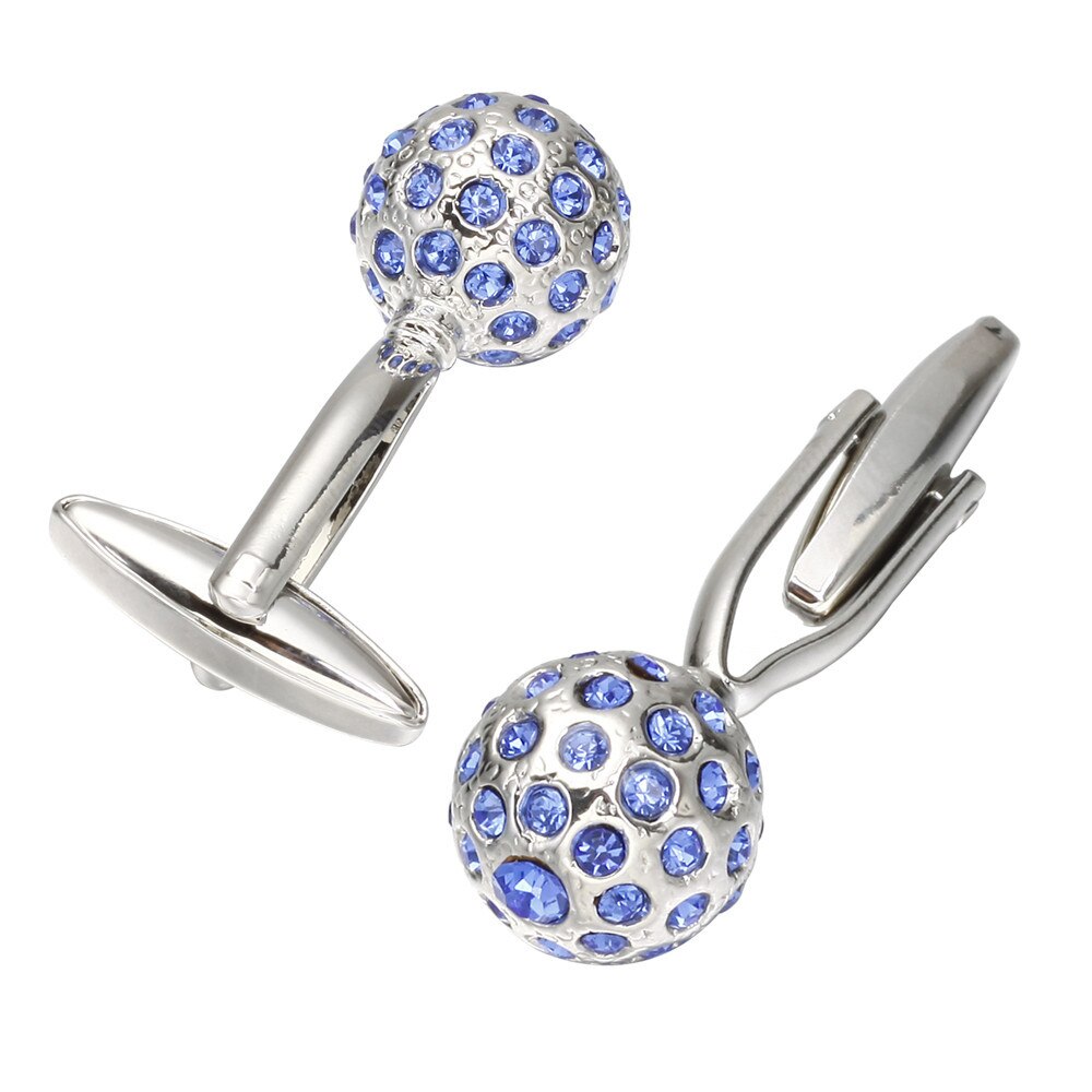 MeMolissa Display Box Trendy Round Cufflinks with Blue Crystal Top Business Shirt Cufflinks Free Tag & Wipe Cloth