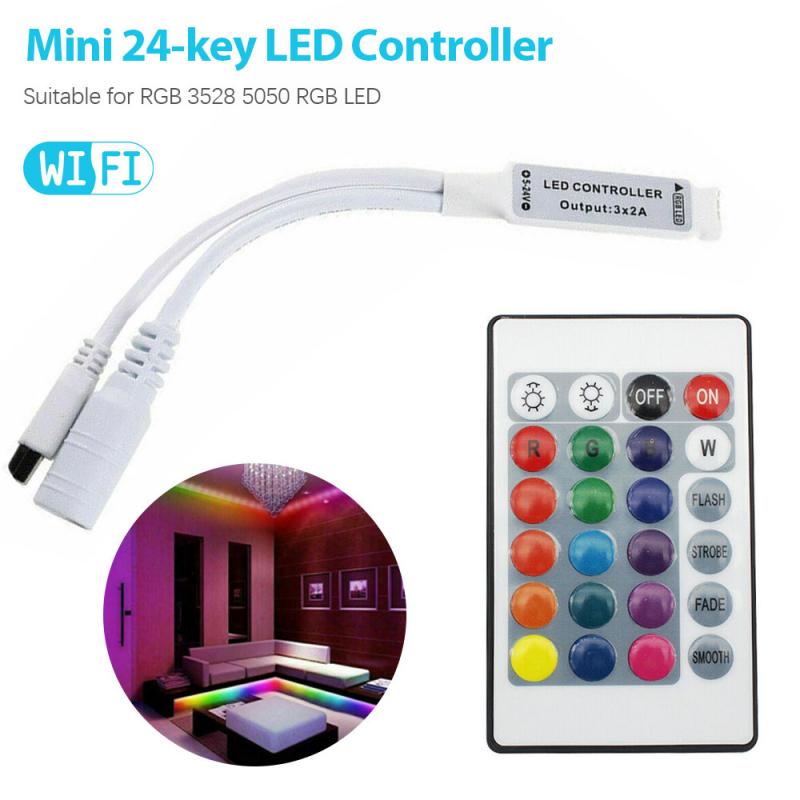 Mini 24 Key Wireless IR Remote Controller For RGB 3528 5050 RGB LED Light Strip IR Remote Wireless Controller Color Changing