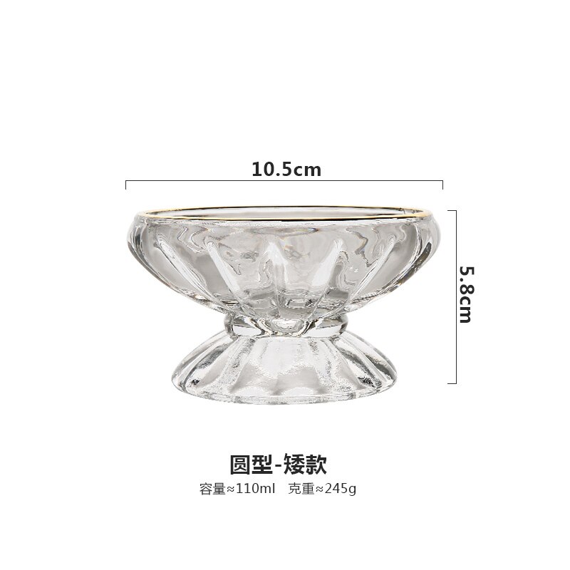 Glas is kop og tallerken guldkant europæisk stil glasskål salatskål frugtskål glas dessert tallerken kage tallerken og fade: Rund- kort