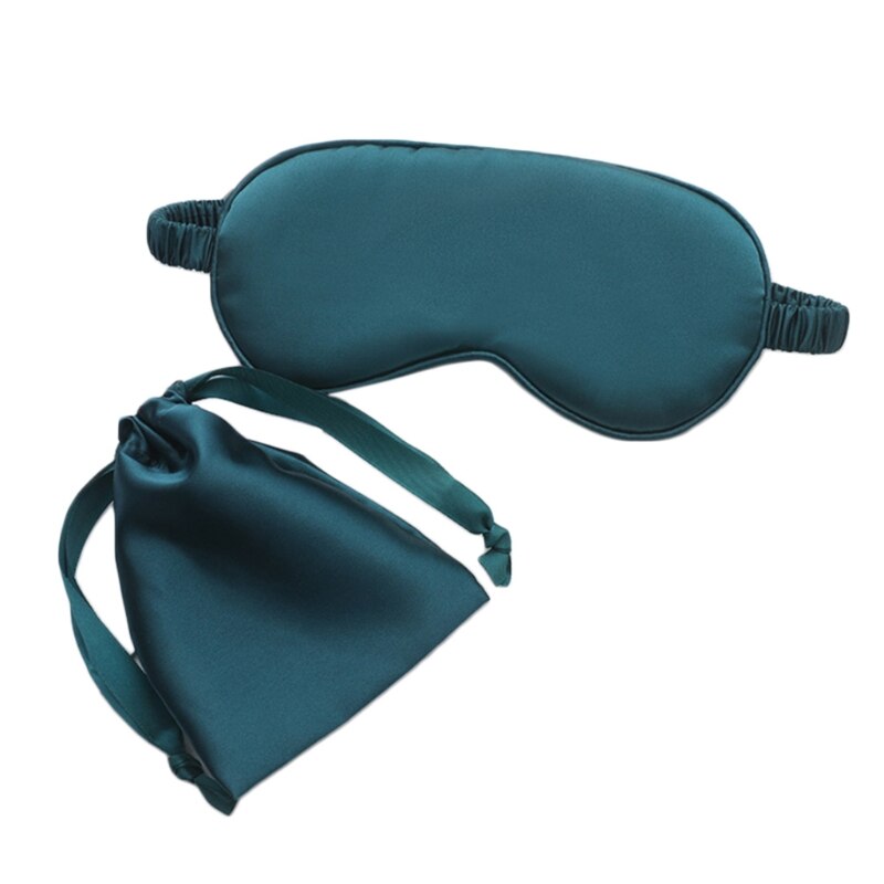 Masque pour les yeux en Imitation soie pour femmes, bandeau de sommeil de couleur unie avec sac K1KB: BG