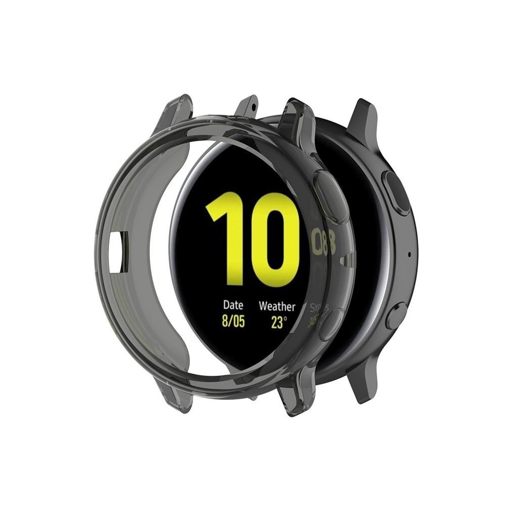 Screenprotector voor samsung galaxy watch active 2, ultradunne zachte siliconen volledige beschermhoes voor galaxy active 40/44mm: Zwart / Actief 2 44mm