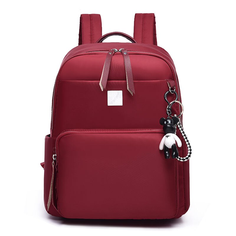Tuladuo kvinnlig ryggsäck preppy stil dam ryggsäck oxford axelväskor björn hänge dam toto: Röd
