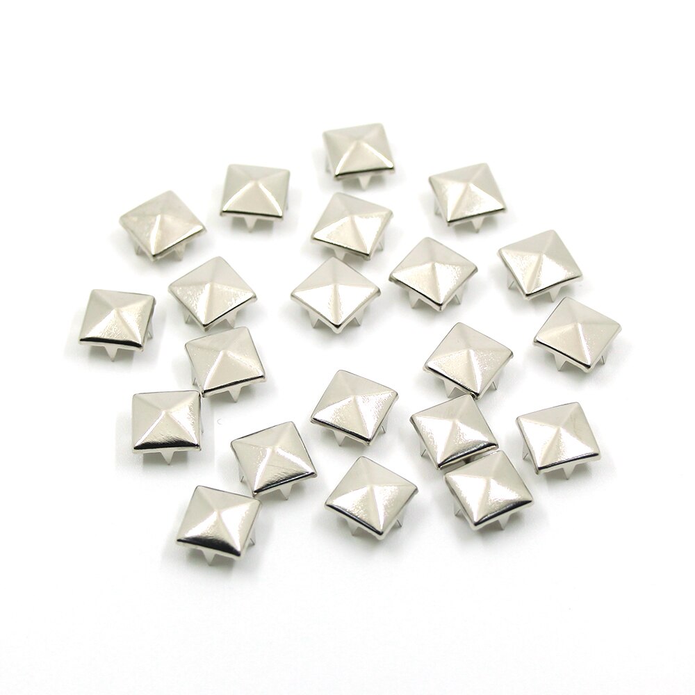 Tachuelas cuadradas de 100 piezas, remaches de Metal plateado, adornos de cuatro garras para ropa, accesorios de cuero para bolso DIY