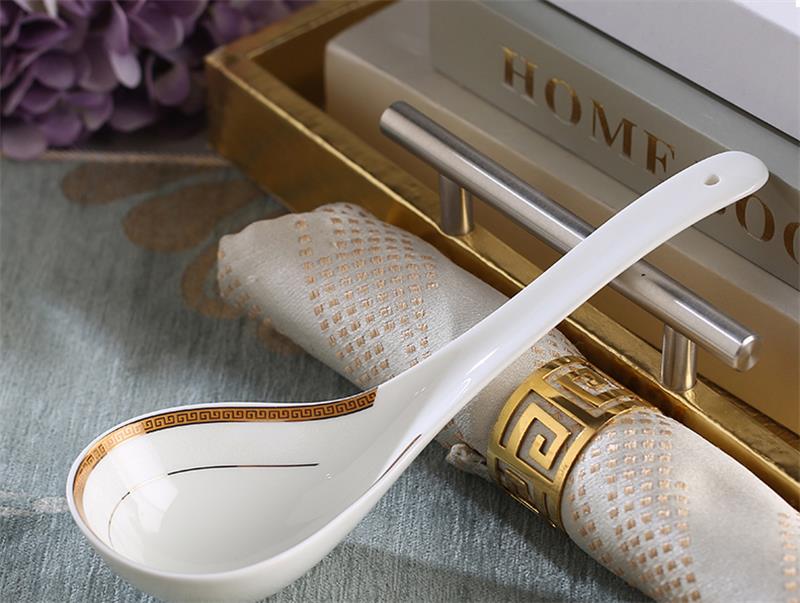 Cucharón de sopa de china de hueso, cuchara grande, cucharas redondas para servir, estilo coreano, utensilios de cocina, cuchara de sopa de mango largo para servir