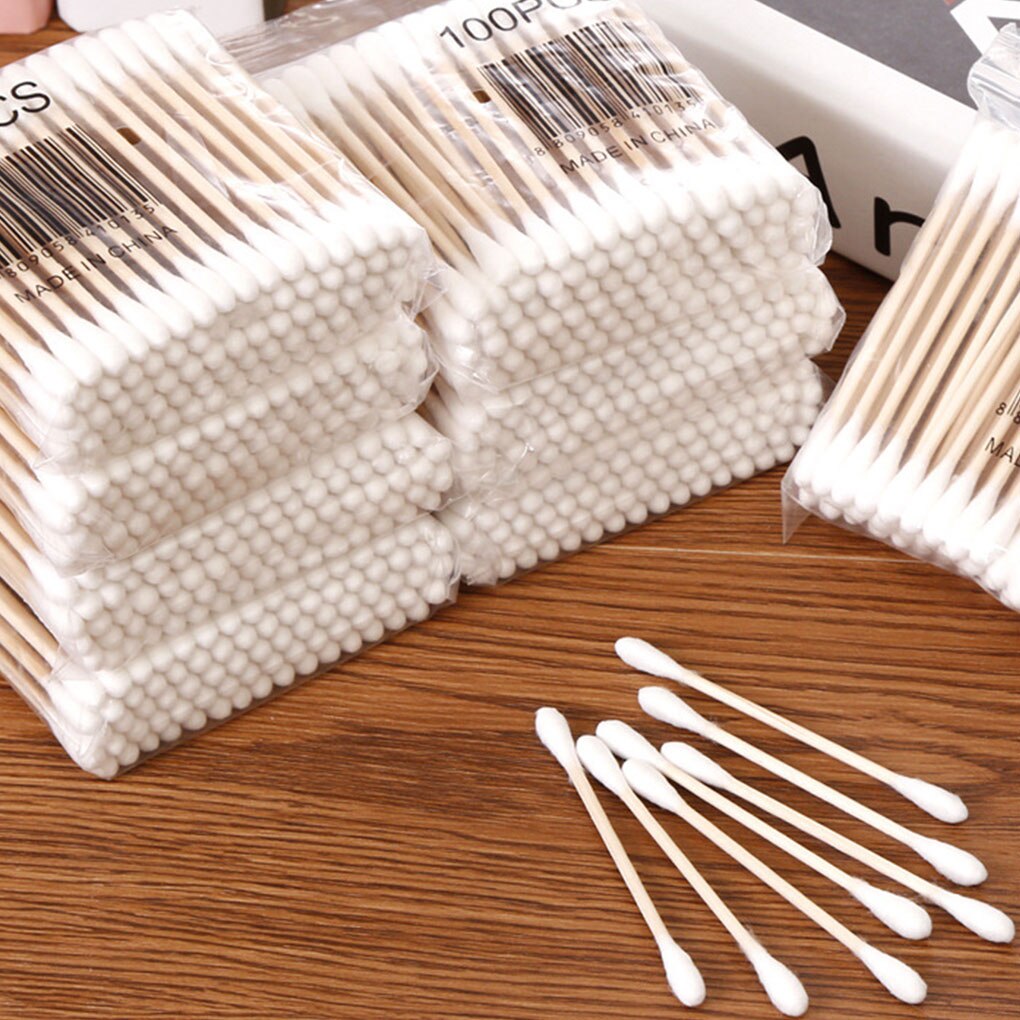 Portable 200PCS Double-headed Cotton Swab Stick Baby Sanitary Cotton Swab Cleansing Makeup Stick