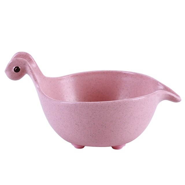 Baby peuter voerbak schattige draak kind eetkom baby anti-verbrandingskom baby soep anti-verbrandingsrijstkom: Roze