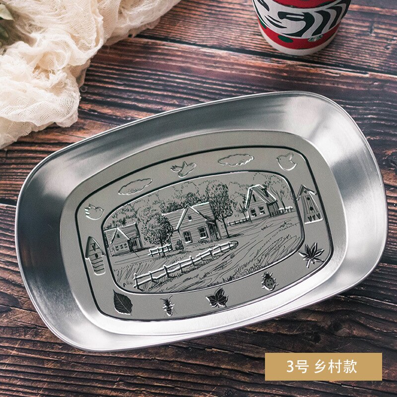 Europese Retro Ijzeren Plaat Boot Plaat Blik Lade Plaat Retro Metalen Snack Plaat Platen Keramische Houten Plaat Snack Gerechten: No.3 country