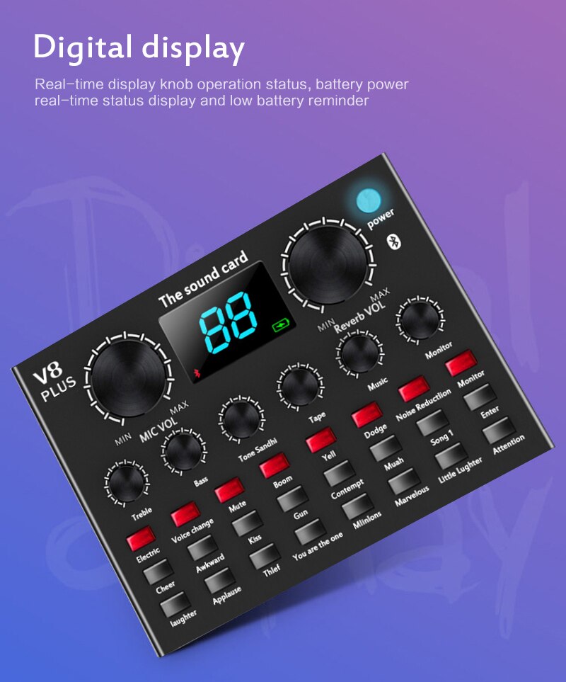 For Cell Phone Computer V8 Plus Bluetooth 4.1 Audio Voice Changer Network Live Broadcast Video Sound Card/voice Changer