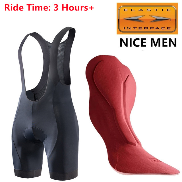 RION-pantalones cortos de Ciclismo para Hombre, con Culotte pechera, con interfaz elástica®Mallas transpirables para bicicleta de montaña, pantalones cortos con almohadilla de GEL: NICE MEN / L
