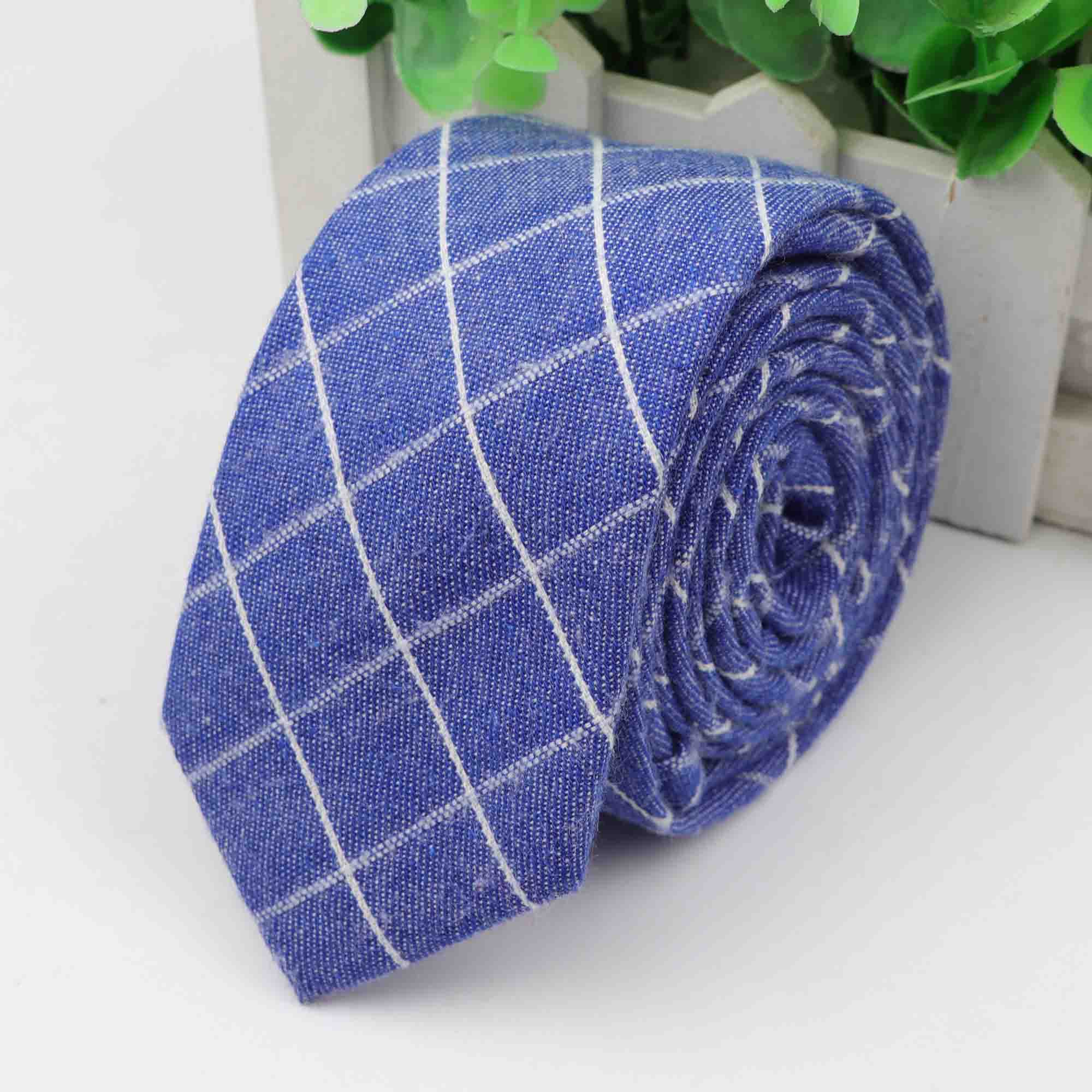 Cravate à carreaux pour hommes, cravate épaisse colorée, costume décontracté, nœuds papillon, coton Slim: 11