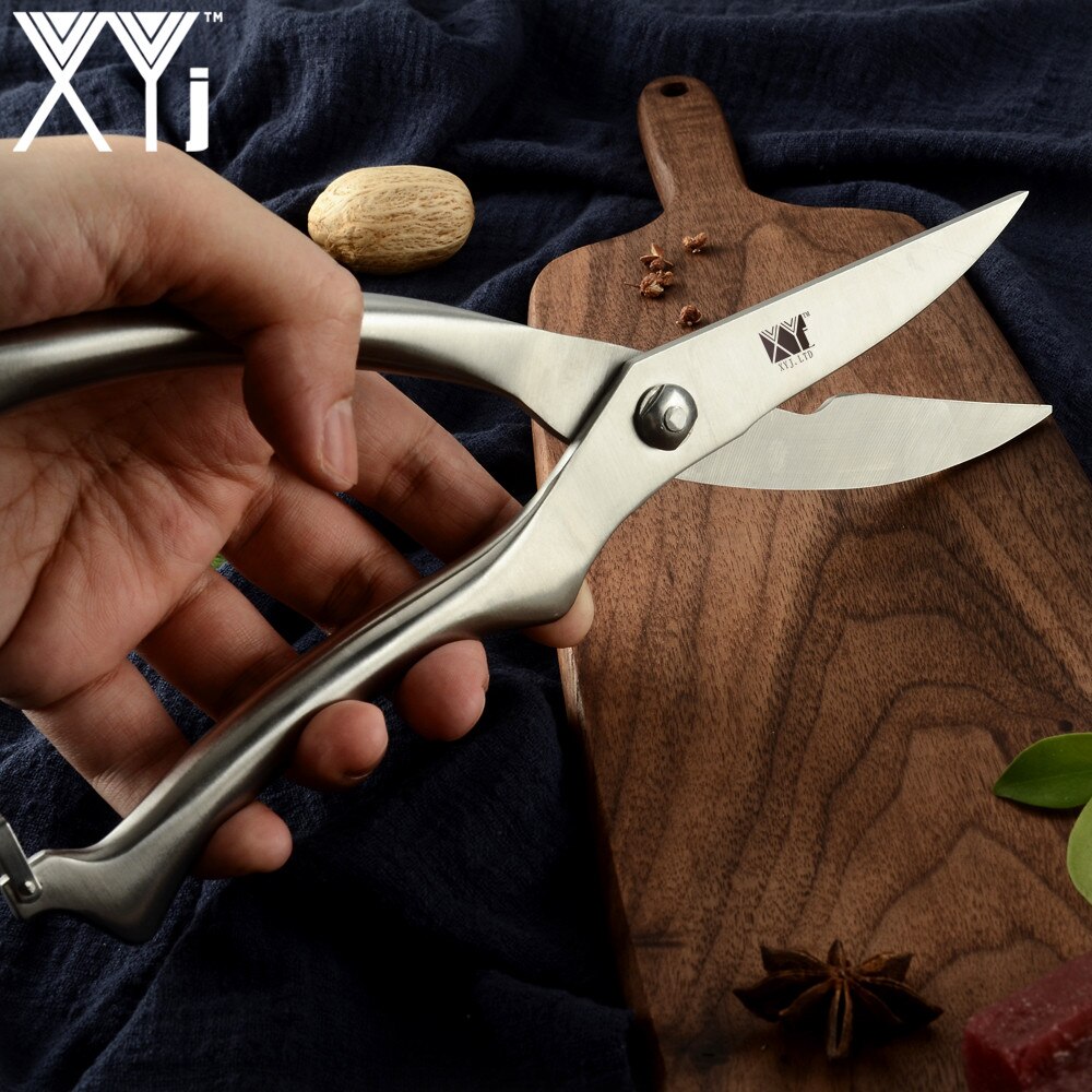 XYj 3Cr13 Stainless Steel Scissors Poultry Kitchen Chicken Bone Scissor With Safe Lock Cutter Cook Tool Shear Cut Duck Fish