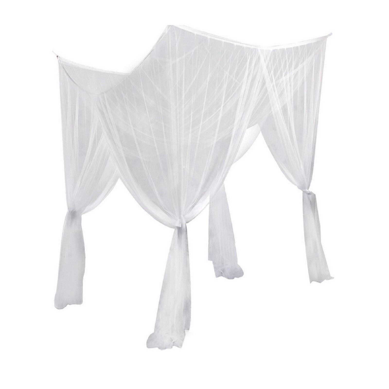 4 Deuren Klamboe Quadrate Capony Universele Opknoping Ademend Mesh Bed Gordijn Volant: WH