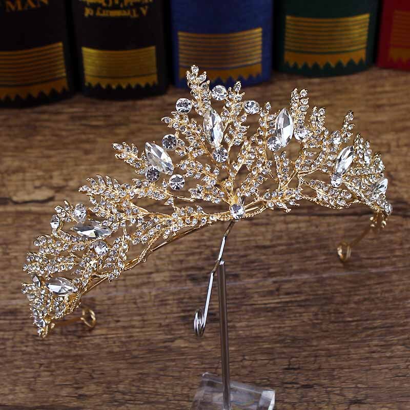 Barock Luxus Kristall Frauen Crown Vinatge Königin Tiara Braut Diadem Für Braut Gold Stirnband Prom Mädchen Hochzeit Haar Zubehör: women tiara