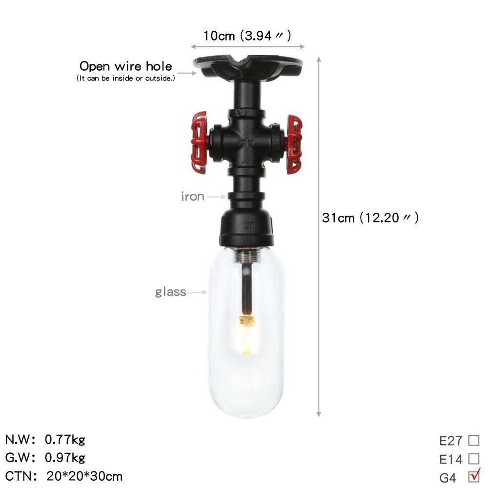 Retro Industrie Decke Licht Vintage Schwarz Wasser rohr Lampe sind Glas lampenschirm Lampen wohnzimmer schlafzimmer Lichter Hause Licht