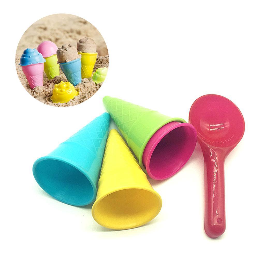 5 Stuks Kinderen Strand Speelgoed Ijsje Scoop Sets Zand Speelgoed Kinderen Zand Ijs Kegels En Scoop Outdoor speelgoed (Willekeurige Kleur)