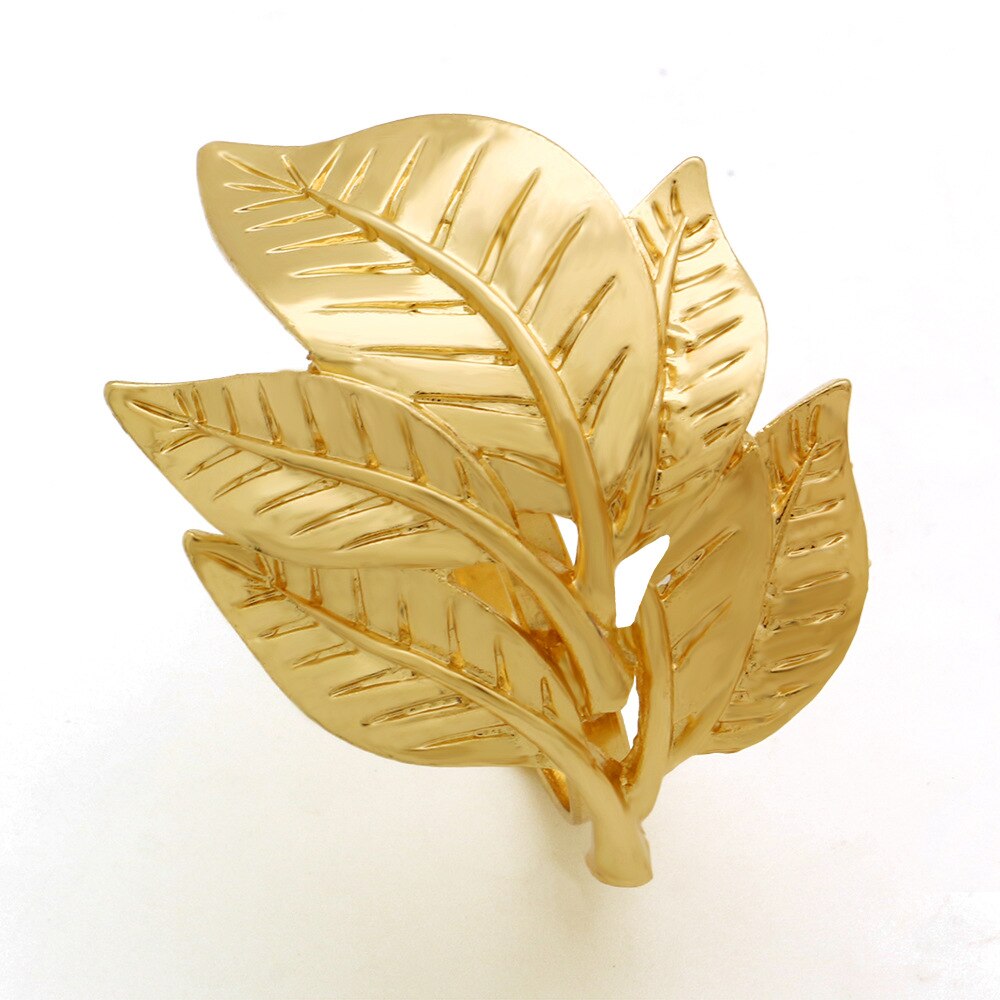 SHSEJA – anneau porte-serviette exquis, décoration de table, feuille d'or, boucle de serviette, anneau en alliage, dîner fête de mariage, 10 pièces/lot