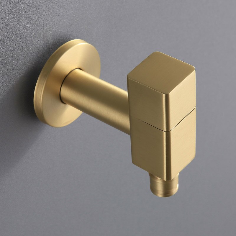 Tvättmaskin kran koppar badrum hörn kran kran enkel kall trädgård kran borstad guld utomhus mixer liten kran: Stil 4