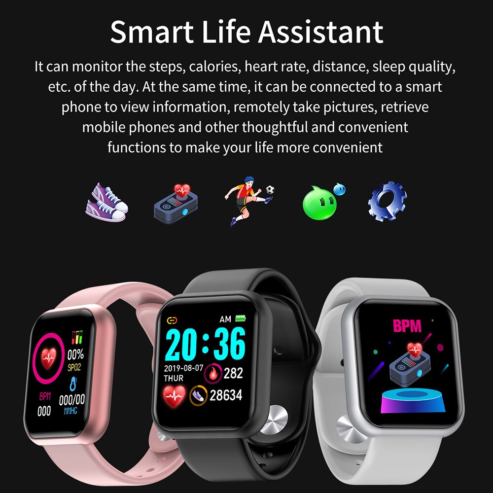 Montre intelligente femmes hommes couleur écran Bluetooth Smartwatch sport Fitness Tracker podomètre fréquence cardiaque tensiomètre