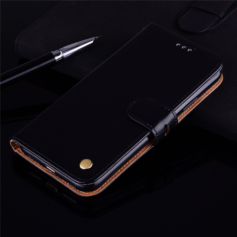 Luxury Leather Wallet Case For Xiaomi Redmi Note 9 Cover Card Holder Flip Case Coque For Xiaomi Redmi Note9 note 9 Phone Cases: Black