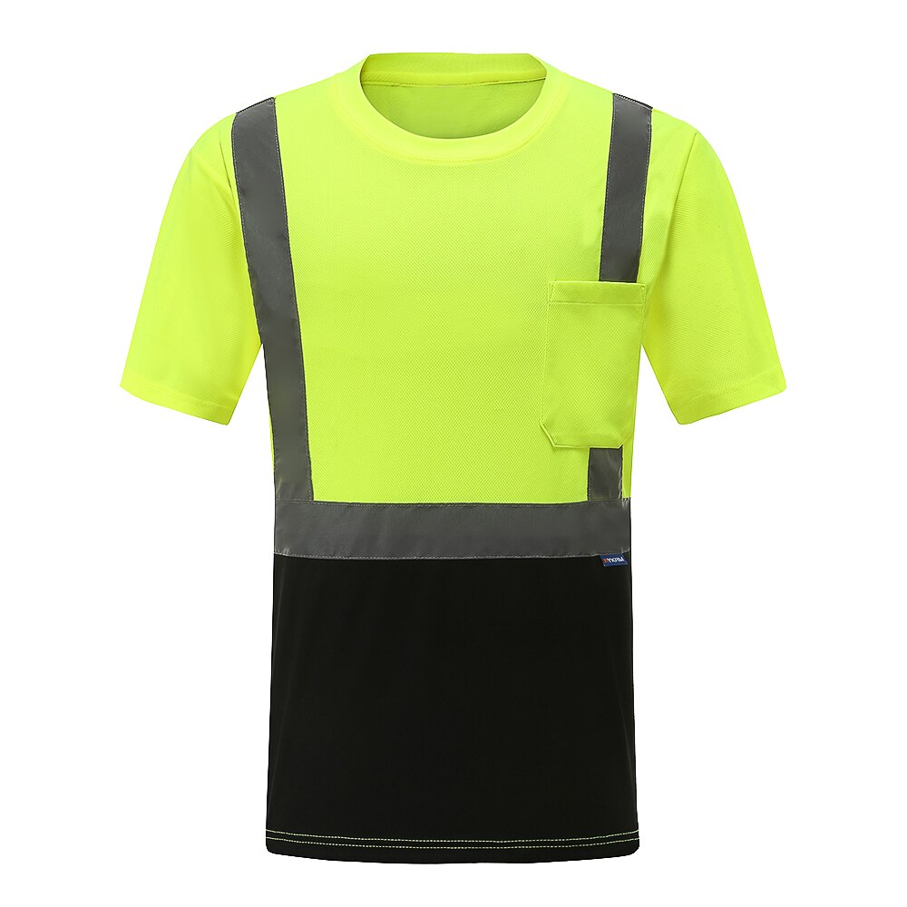 AYKRM – T-shirt de travail réfléchissant haute visibilité pour homme et femme, vêtement de sécurité Fluorescent, respirant et estival, XS-6XL: YELLOW / 5XL