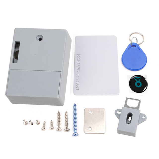 Cabinet Locks Invisible Electronic RFID Lock Hidden Keyless Drawer Door Locks Sensor Locker Cabinet Locks DIY Lock: Double Cabinet / Gray
