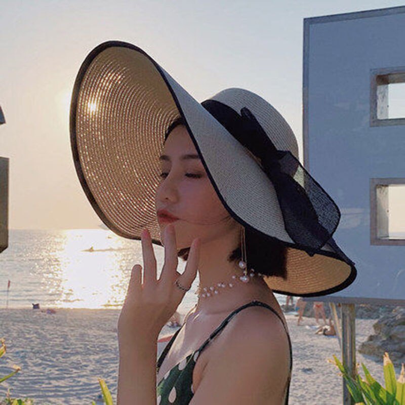 Zomer Strooien Hoed Dames Beach Seaside Reizen Zonnehoed Zon Bescherming Grote Dakranden Visser Hoed Panama Dames Zonnehoed