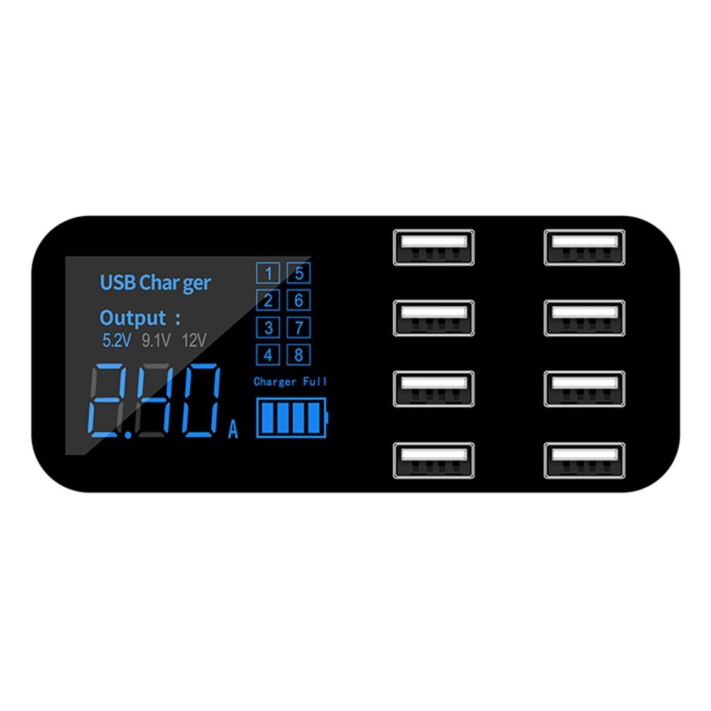 A9S Multi Fast USB Charger Charge Multiple 8 USB Phone Charging Station Universal USB HUB Charger LED Display