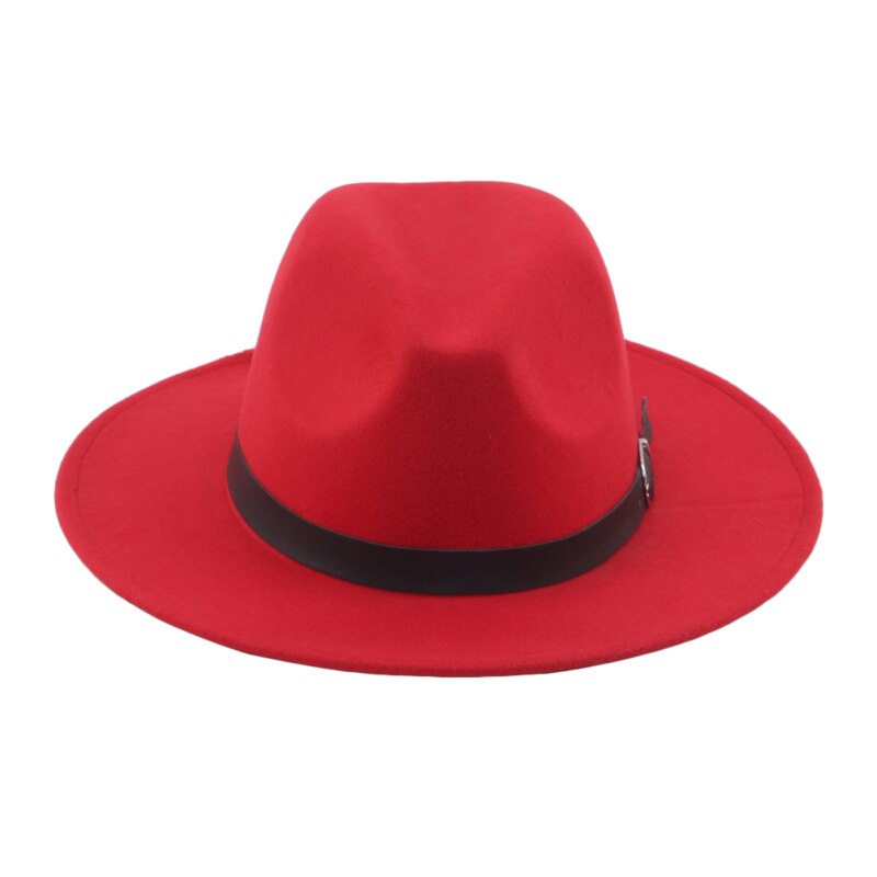 Men Fedoras Women's Jazz Hat Summer Spring Black Woolen Blend Cap Outdoor Casual Hat: Red