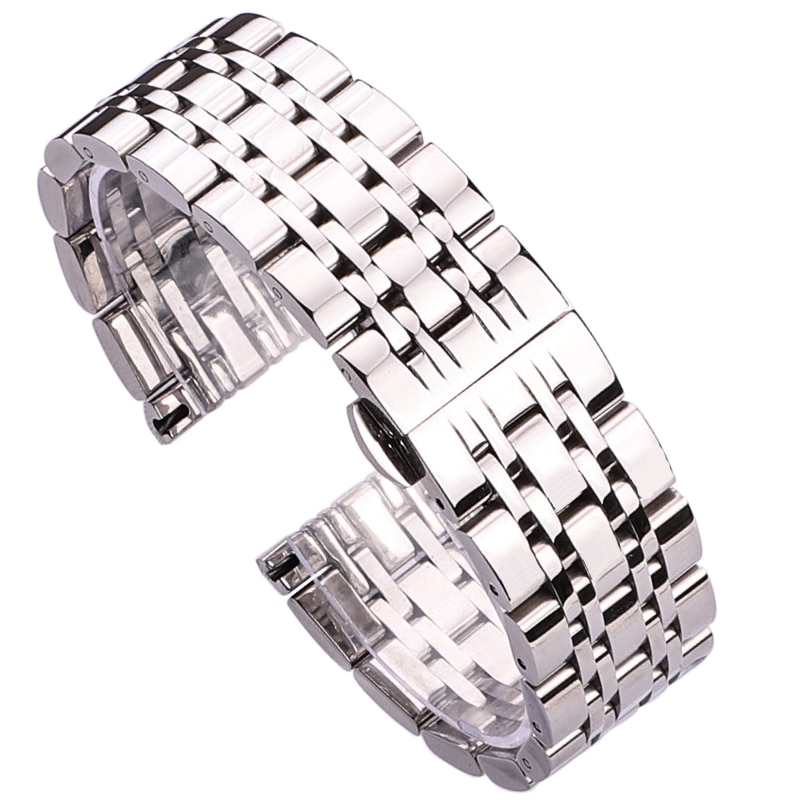 18mm 20mm 22mm Roestvrij Stalen Horloge Band Strap Zilver Gepolijst Mens Luxe Vervanging Metal Horlogeband Armband Accessoires