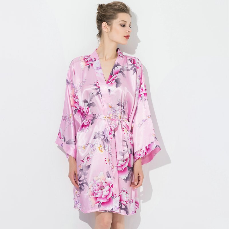 YUXINBRIDAL Robe Floral Robes Satin Silk Bridal Bride Bridesmaid Bride Robe Womens Robes Sleepwear Bath Robe Long