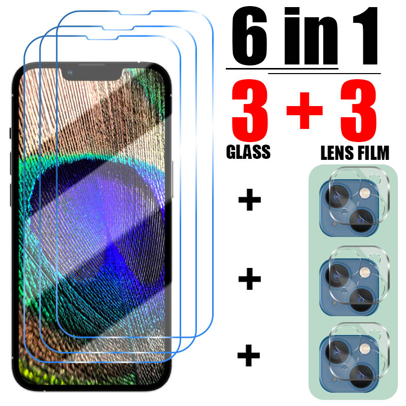 Tempered Glass For iPhone 13 12 11 3 Glass 3 Lens Film For iPhone X XS XR XS Max Protective Glass For iPhone 13 12 11 Pro