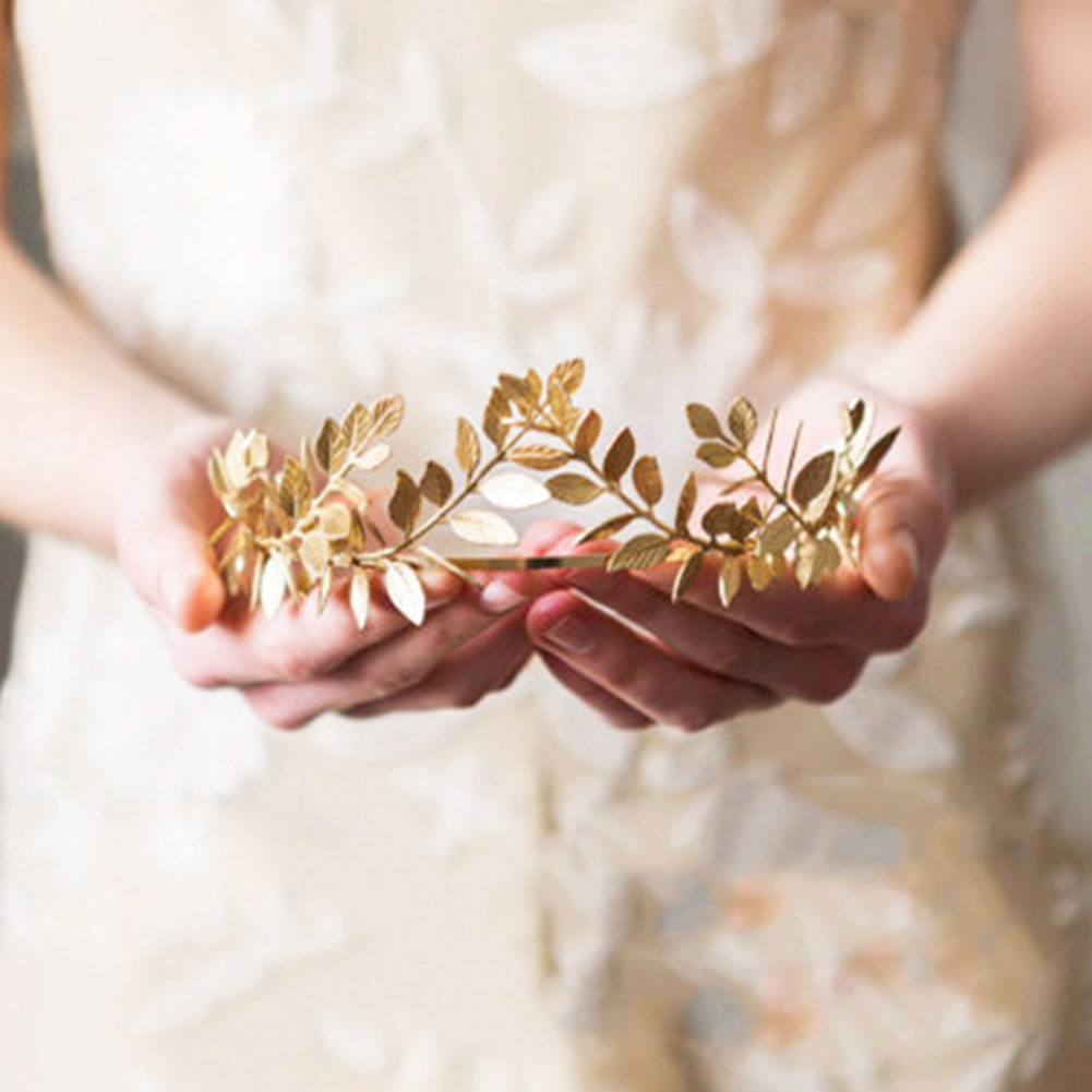 Serre-cheveux en forme de feuille en métal | Accessoires de mariage pour femmes, en forme de fleur, rétro, bandeau de cérémonie léger, couronne de laurier pour filles