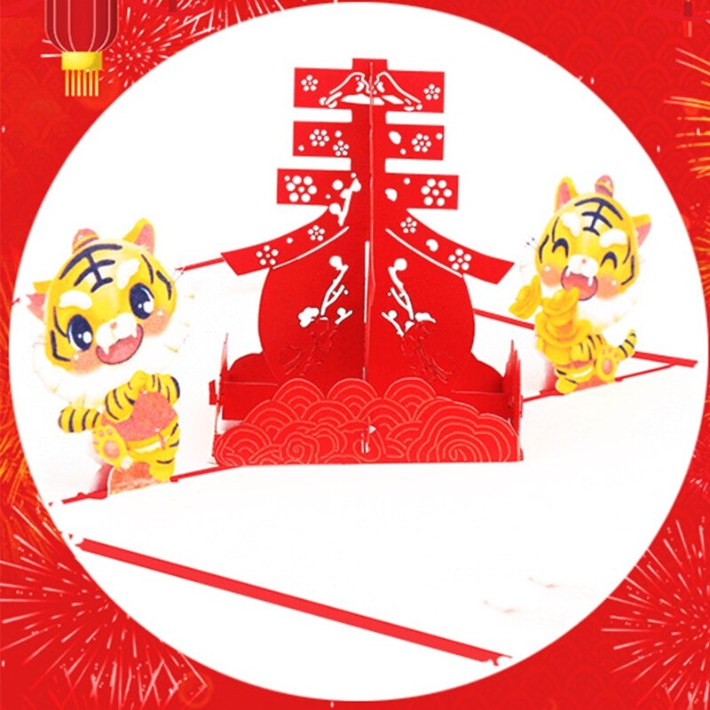 Carte Pop-Up chinoise 3D de nouvel an 2022, cartes de vœux de tigre mignonnes avec enveloppe pour fête du Festival de printemps, décoration, fait à la main