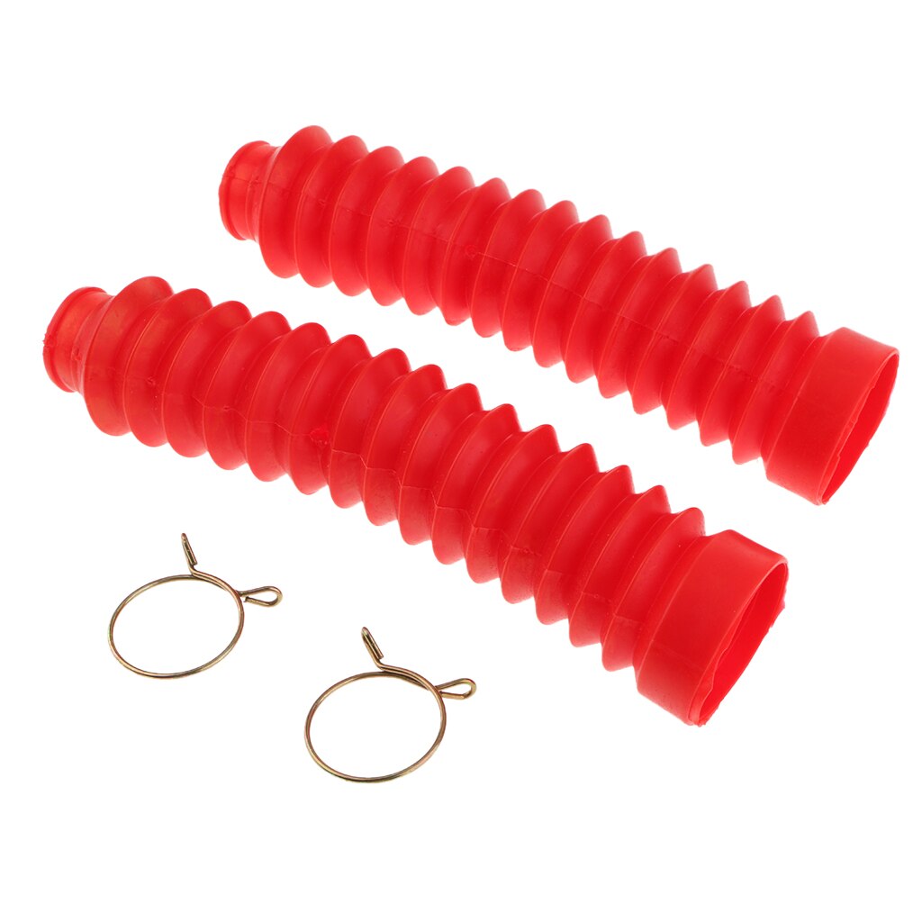 2Pcs Red Rubber Motorcycle Absorber Shock Anti- With Clamp 210*42*25mm