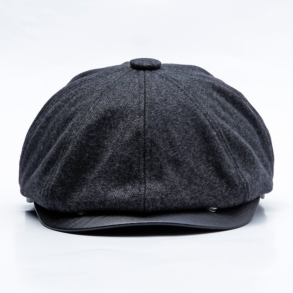 Gorra de Tweed Gatsby Newsboy para hombre, gorro grueso de terciopelo para otoño e invierno, gorra plana de lana para conducir en Golf, boina Unisex, sombrero Ceñidor peaky: Gris oscuro / 60cm