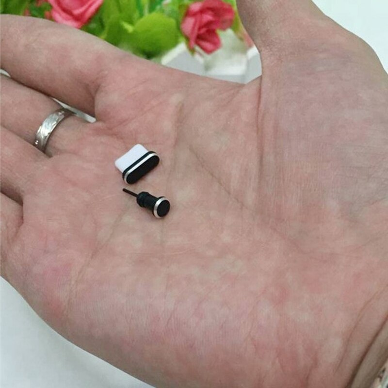 3.5Mm Koptelefoon Jack Type C Telefoon Opladen Poort Sim-kaart Usb C Stof Plug Voor Xiaomi Huawei Samsung Iphone: BK