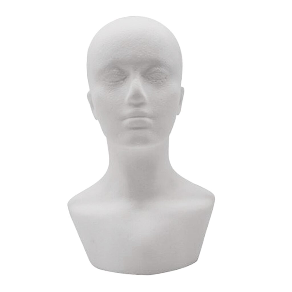 Lightweight Male Hair Hats Mannequin Stand Model For Cap Wig Glasses 21&#39;&#39; White