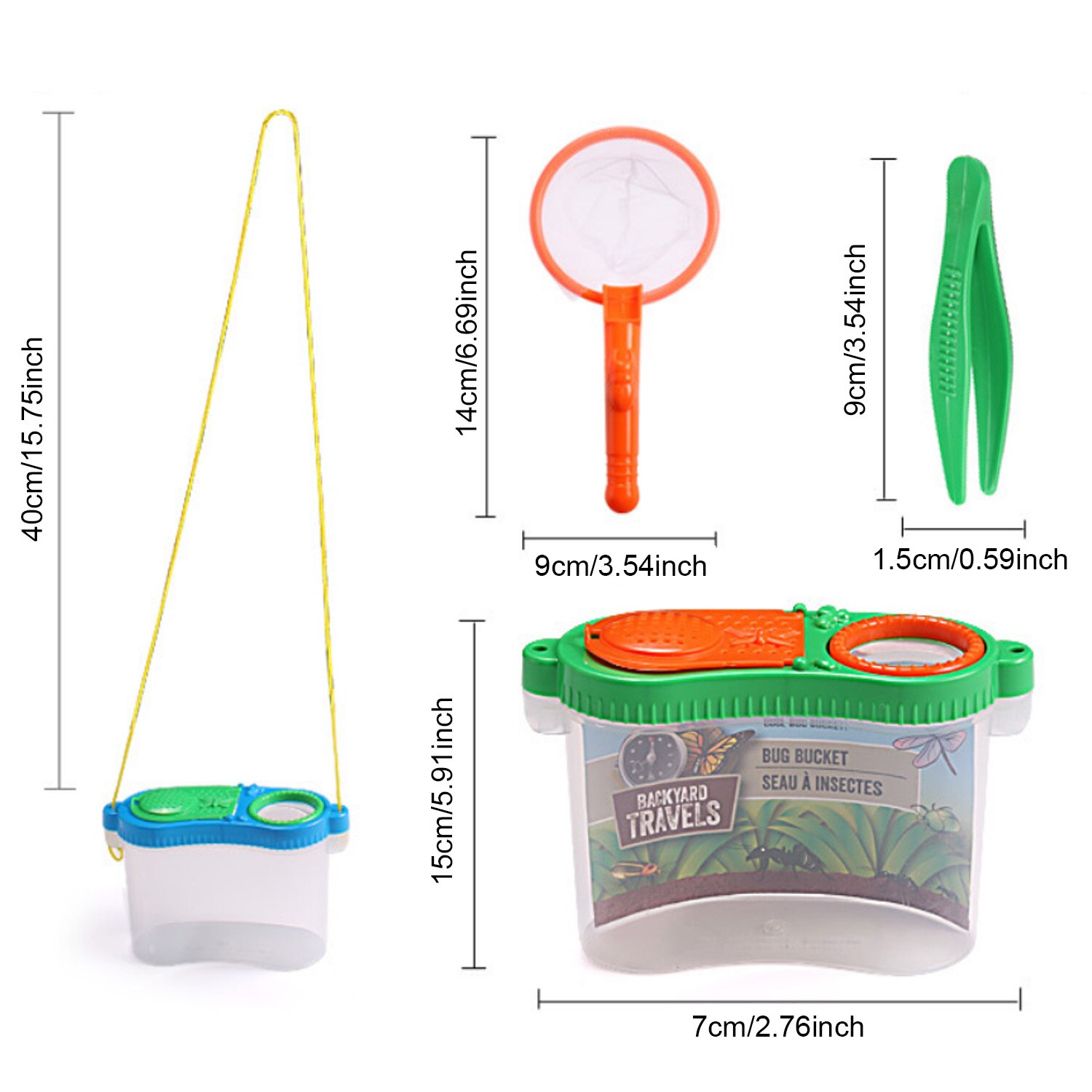 Besegad Kids Achtertuin Exploratie Bug Catchers Speelgoed Kit Bevat Vlinder Netto Pincet Insect Carrier met Vergroting Windows