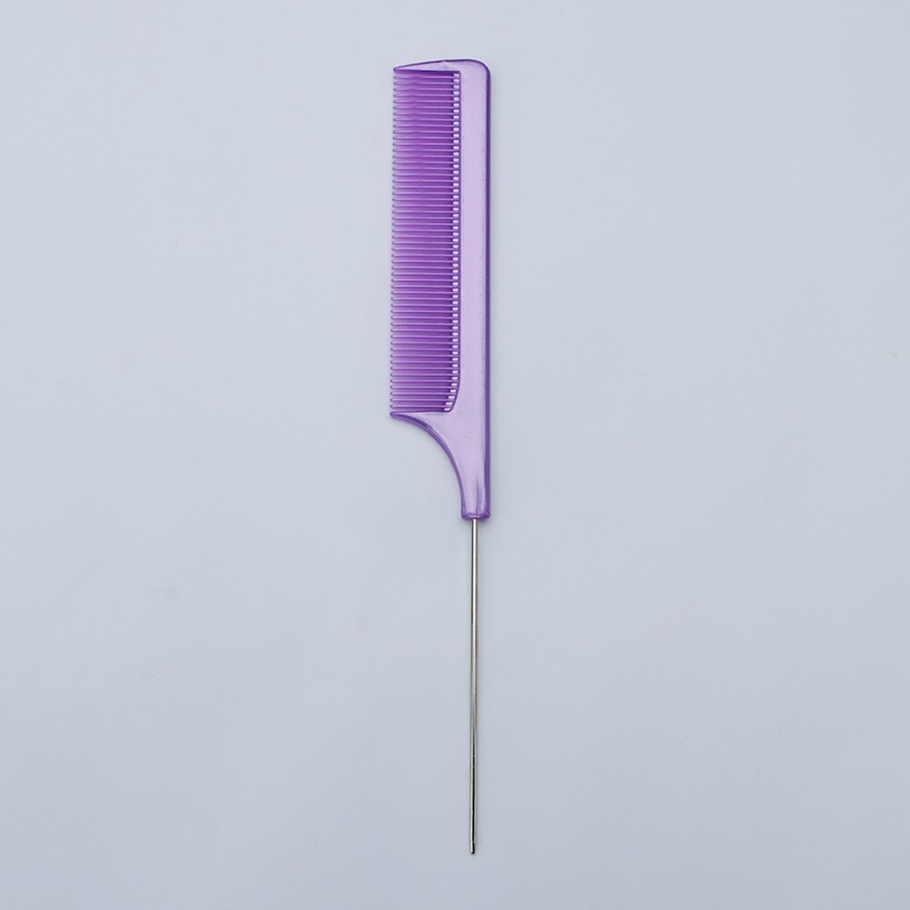 Fine-tooth Hair Comb with Stainless Steel Rat Tail Woman Anti-static Hairbrush Hairdressing Styling Tool: purple