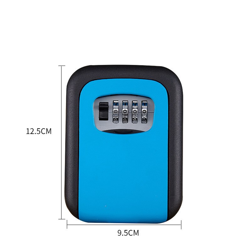 Metal Key Safe Storage Box with 4-Digit Password Lock Home Garage Apartment Spare Keys Hidden Secret Organizer Box: Blue-Black