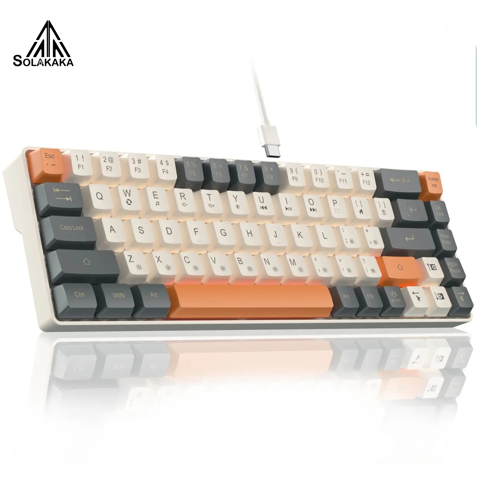SOLAKAKA SK968 Wired Keyboard Cool RGB Backlit Ergonomic Portable Keyboards Membrane Keyboard for PC Laptop