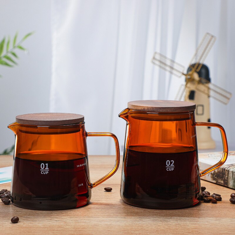 300ml 500ml V60 Pour Over Glass Range Coffee Server Carafe Drip Coffee Pot Barista Percolator Clear Coffee Kettle Brewer