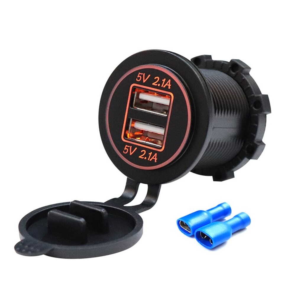 4.2A Dual Usb Autolader Dual Led Light Stopcontact Voor 12-24V Boot Rv: Orange