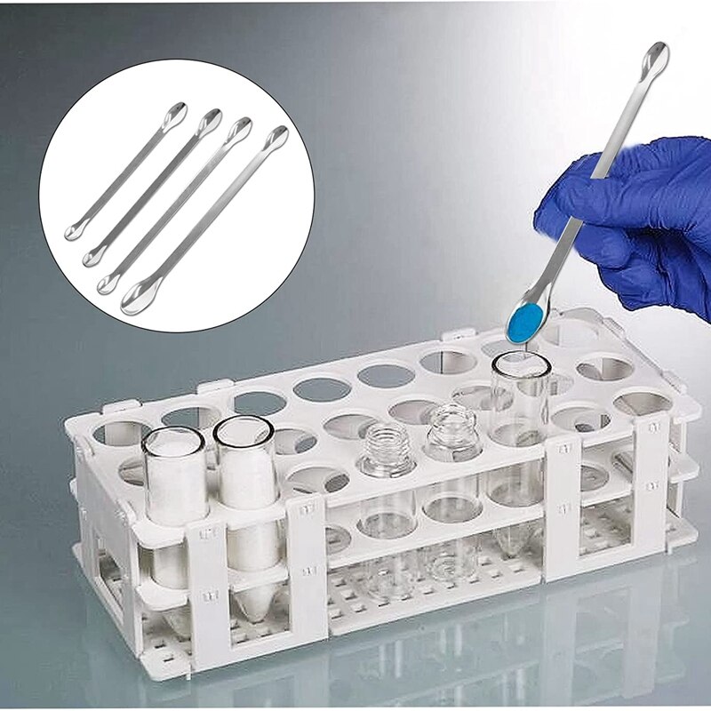 20 Pcs Double Ended Tiny Spoon Lab Spatula Stainless Steel Laboratory Mini Scoop for Reagent Sampling Mixing Measuring