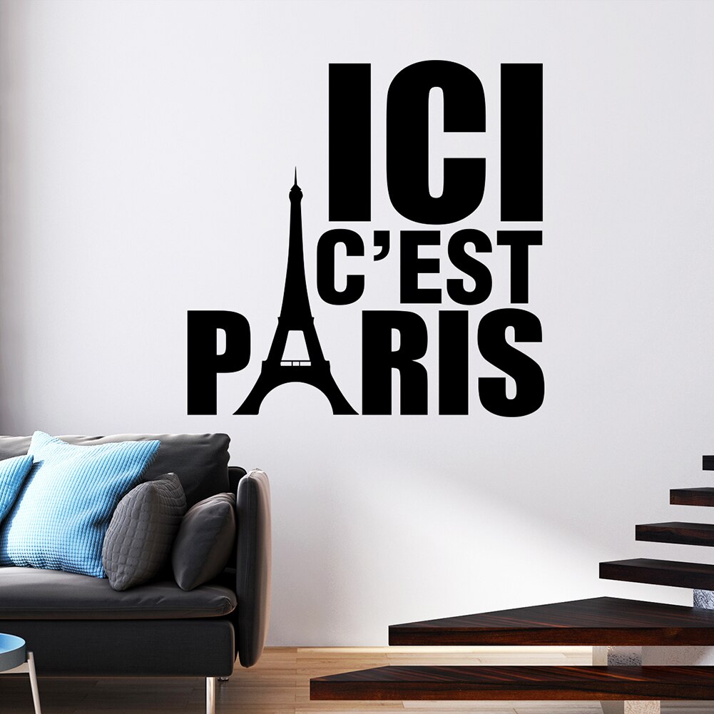 Muur Decor Sticker Citaat Ici C'est Parijs Franse Diy Vinyl Muurstickers Woonkamer Decoratie