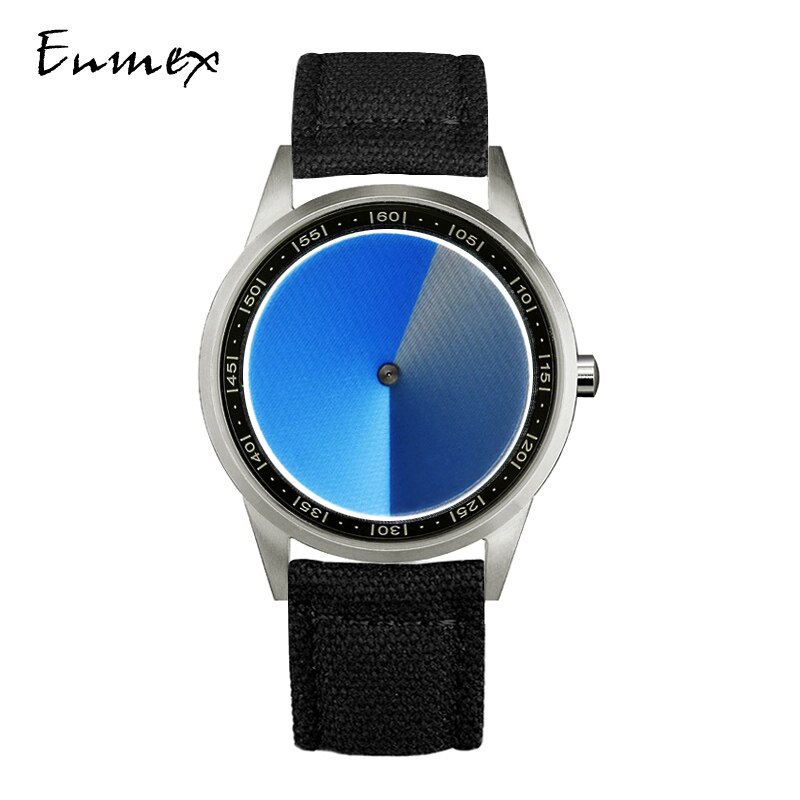 Enmex Blue code men's wristwatchcreative stainless steel case Transform blue face quartz clock watch: convas