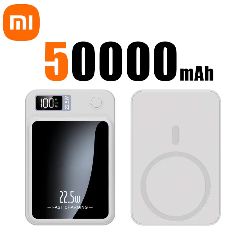 Xiaomi ccc 100000 mAh magnetische Powerbank – 2025 kabelloses Ladegerät mit extrem hoher Kapazität für MagSafe- und Multi-Geräte-Kompatibilität: Silber