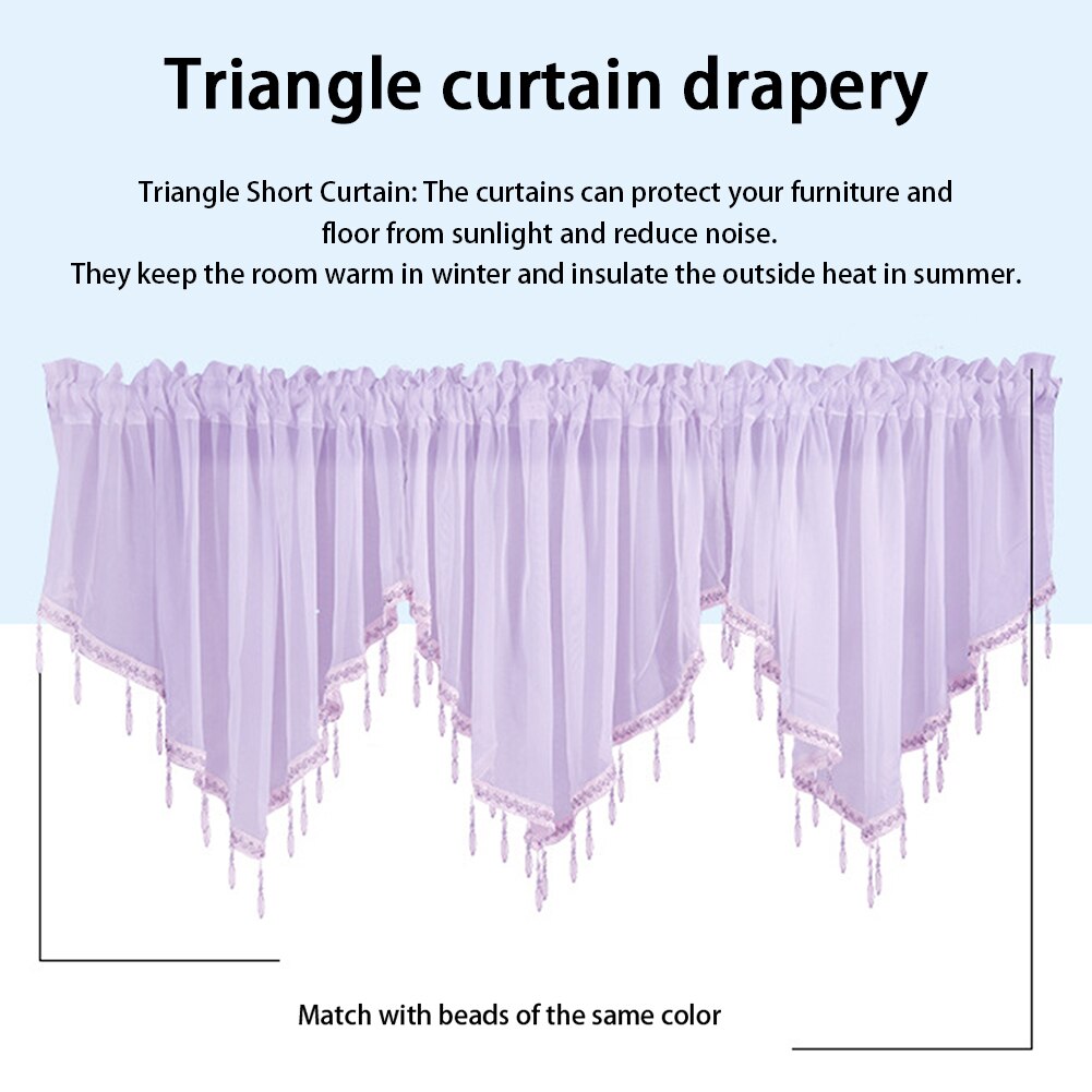 130 x 60cm woondecoratie keuken driehoek korte gordijn accessoires gordijnen moderne ademende raam effen kralen volant polyester