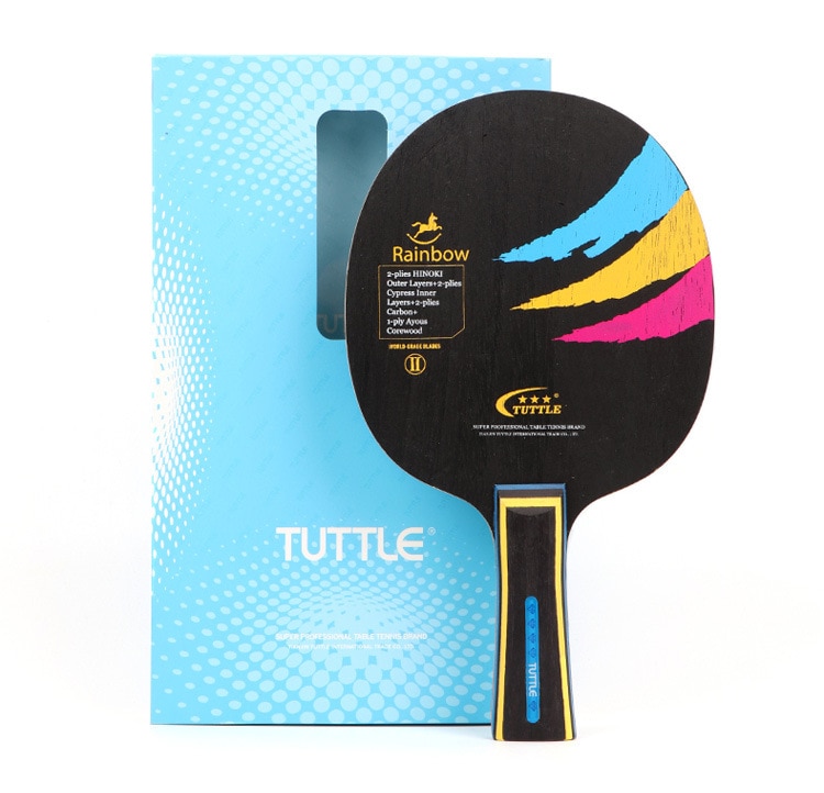 TUTTLE, arcoíris, paleta de tenis de mesa de fibra de carbono de 7 capas, hoja de tenis de mesa, hoja de Pingpong,