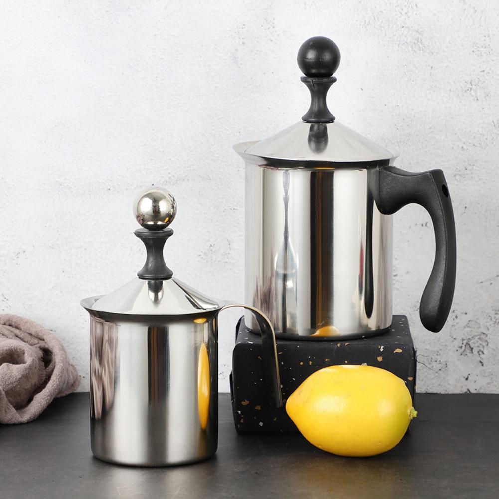 400/800ml Milchaufschäumer mit Griff Schaum Hersteller Rühren Tasse Becher Doppel Gittergewebe Edelstahl Leichte Latte Hersteller für Küche